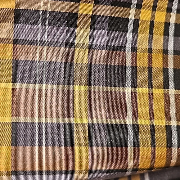 💕PENDLETON💕 Holiday Dress 100% Tafetta Silk ~ Black & Gold Tartan Plaid 18 - Picture 6 of 9